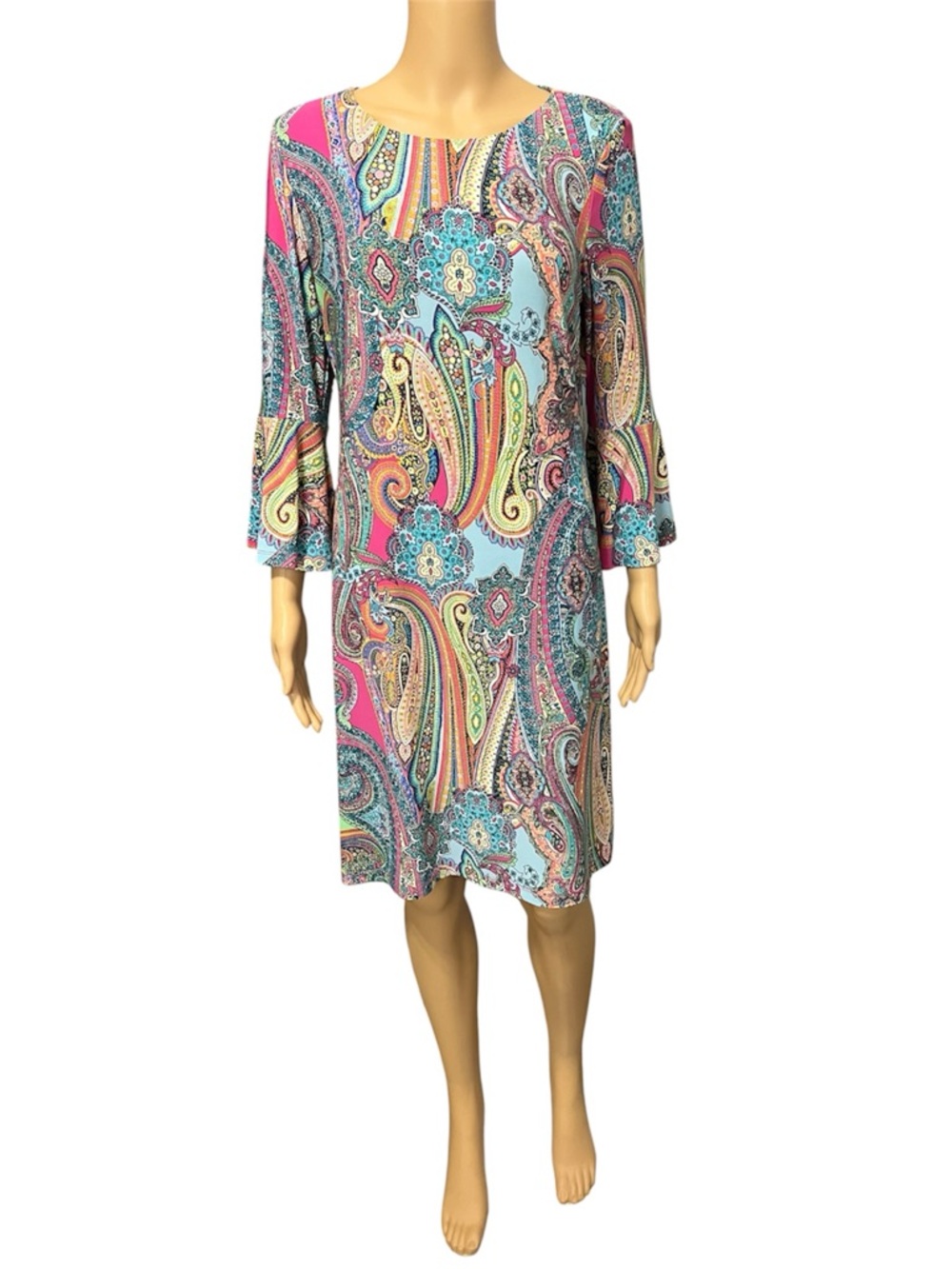 Tommy Hilfiger Multicolor Paisley Midi Dress - Pink & Blue Size 10